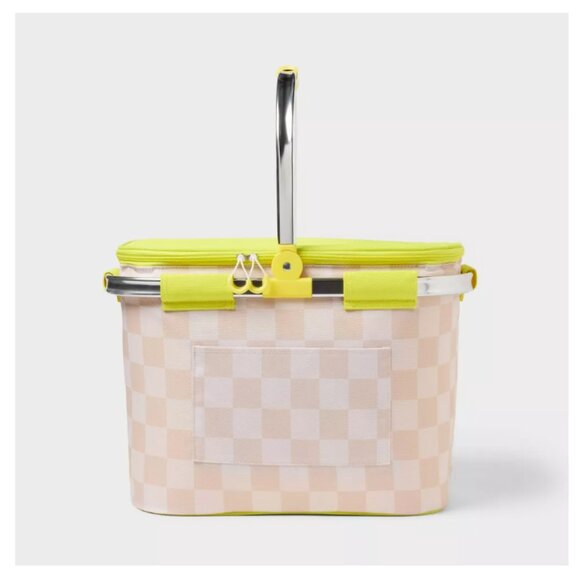 36 Cans/31qt Soft Sided Cooler - Sun Squad Beige Checkered/Yellow - NIB - Picture 1 of 4